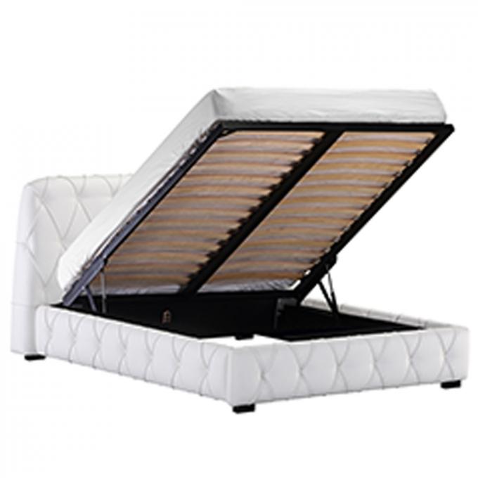 OEM Nontoxic Ottoman Storage Bed Timber Sleigh Design With Steel Frame 1