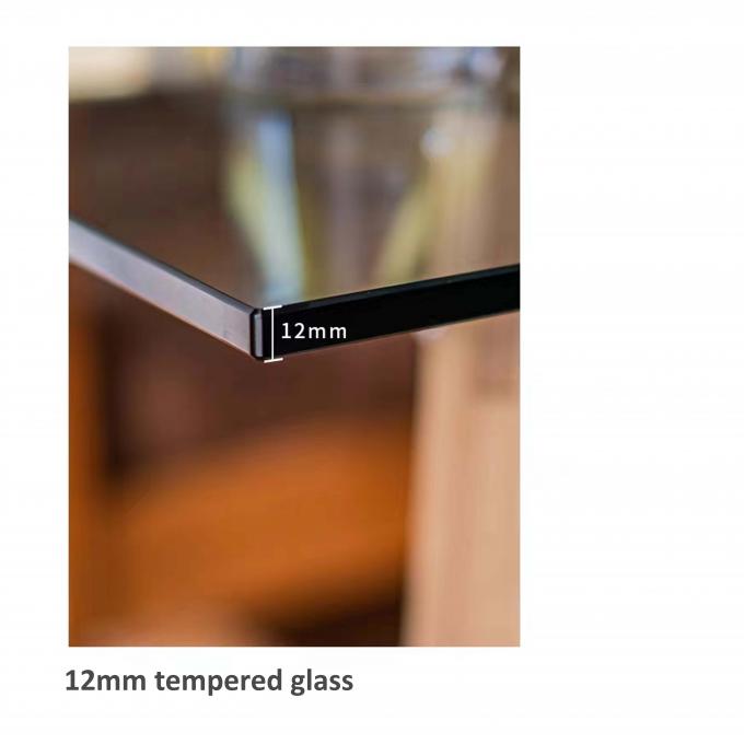 Tempered Glass Top Luxury Modern Dining Table Set Extendable With Walnut Veneer Legs 2