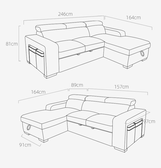 High quality L shape PU leather sofa bed 2 seats Europe designs modern sofas for living room furniture 6