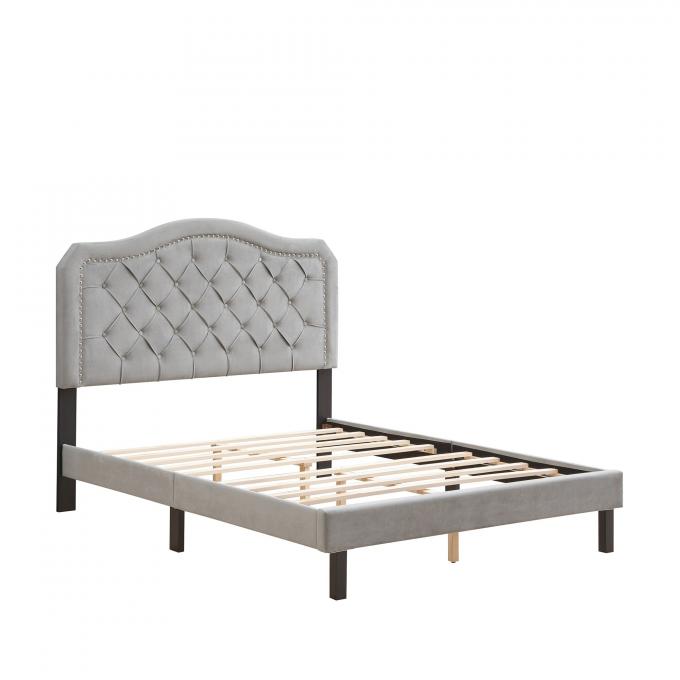 Upholstered Bed Button Tufted with Curve Design - Strong Wood Slat Support - Easy Assembly - Velvet - Platform bed - Que 4