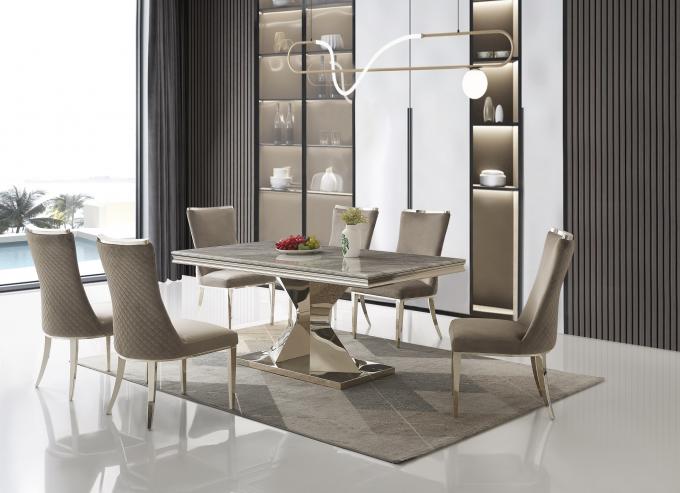 T8100 GOITALIA Slab Marble Laminate Luxury White Inlay Living Room L Shaped Modern Restaurant Dining Table Design DINING 0
