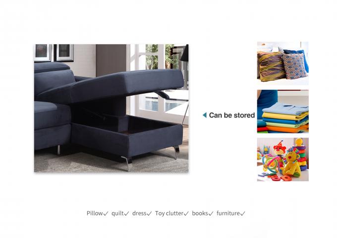 Folding Nontoxic L Shaped Convertible Sofa Anti Abrasion With Storage 11