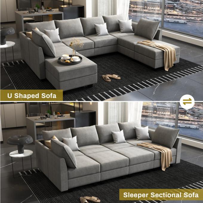 U Shaped Modular Sectional Sofa Multiscene Anti Scratch Modern Style 3