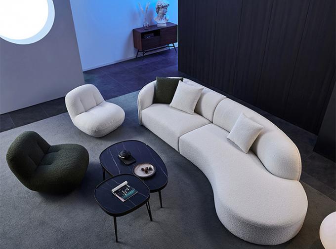 Italian minimalist fabric lamb velvet sofa set shaped curved light luxury Nordic modern corner sofa bed 3