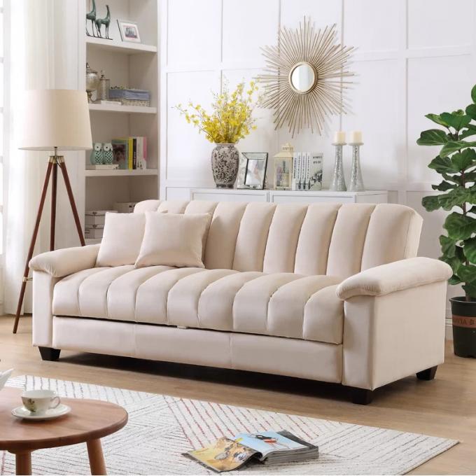 Large loading easy to hand-assembled Loveseat Sleeper blue velvet hotel reconfigurable sofa bed with storage 6