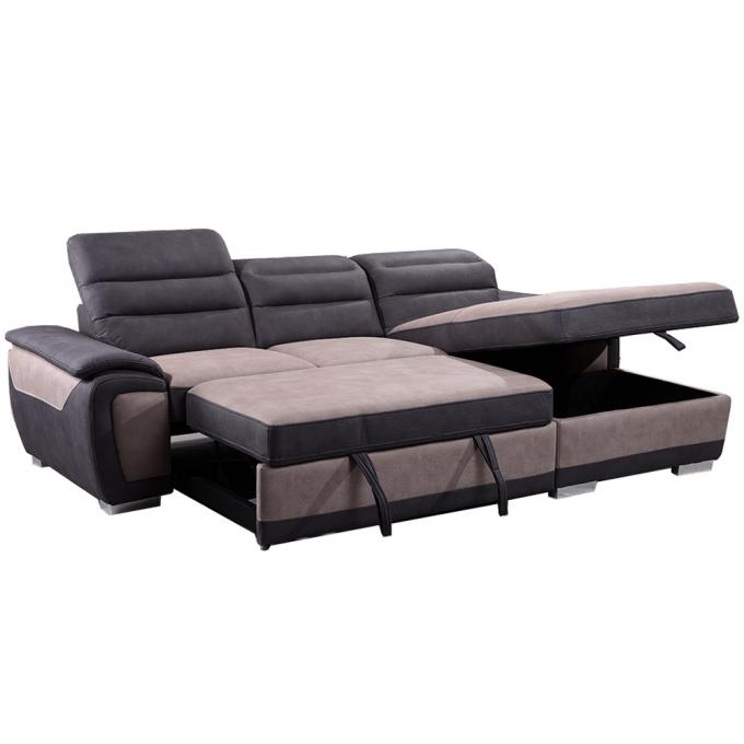 Corner Durable Folding Sofa Bed With Storage Multiscene With Chenille Cover 4