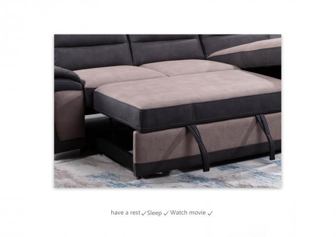 Corner Durable Folding Sofa Bed With Storage Multiscene With Chenille Cover 8