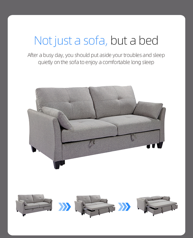 Furniture Newest design sofa living room multi-functional sofa American style wooden frame fabric sleeper sofa bed 2