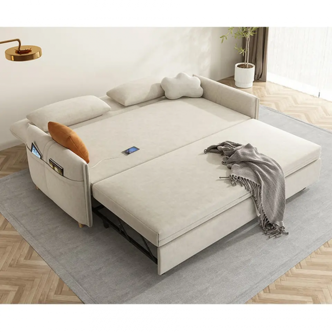 Foldable Upholstered Sofa Set Strong Wood Frame 0