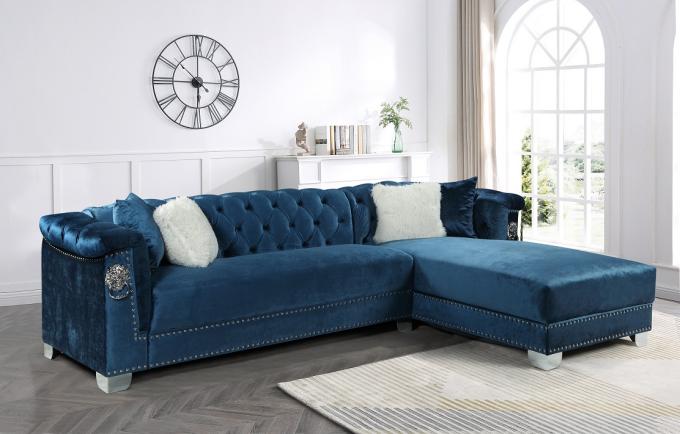 Wholesale Custom Living Room Furniture Chesterfield Tufted Velvet Fabric Sofa Set 1+2+3 Seater  Living Room Sofa 4