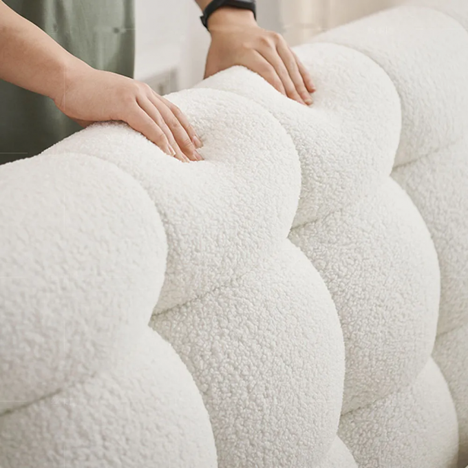 OEM/ODM Furniture Factory direct sales latest cream lambwool bread pattern hotel beds twin bed king bed queen bed 6