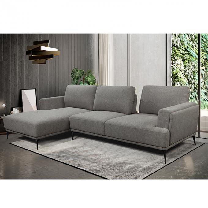 Modern Design Simple Elegance Gray Living Room Furniture Lounge Adjustable Headrest L Shaped Sofa Set Chair with Medal 3