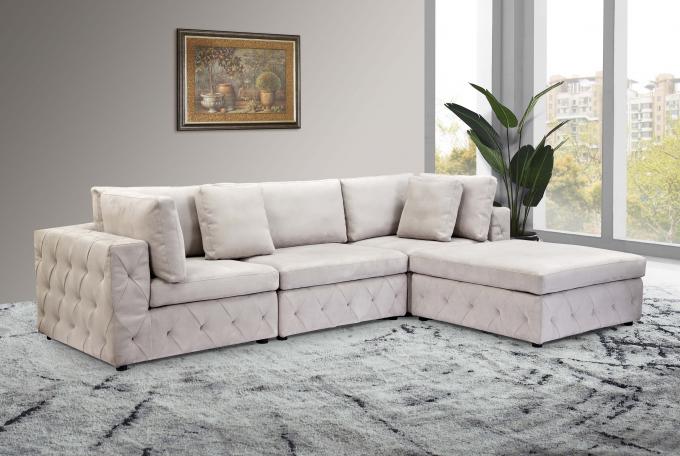Beige Fabric Luxury Corner Sofa Multipurpose 4 Seater For Hotel 5
