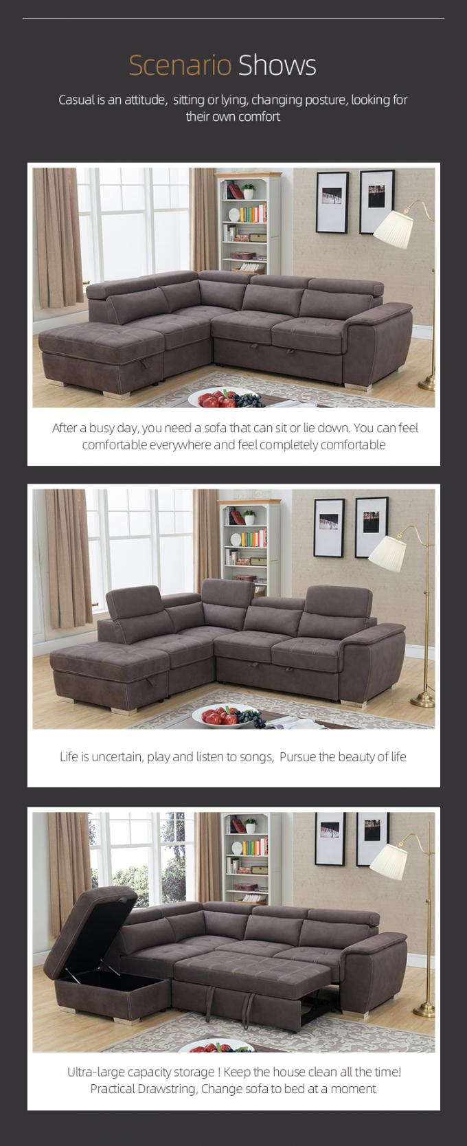 OEM/ODM Hot selling Design fabric and with stainless steel leg Living Room sleeper Sofa Set L Shaped corner sofa 3