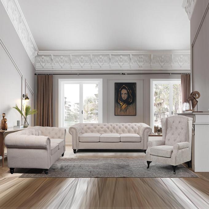 Beige Color Modern Home Sofa Abrasion Resistant Multicolor ODM OEM 3