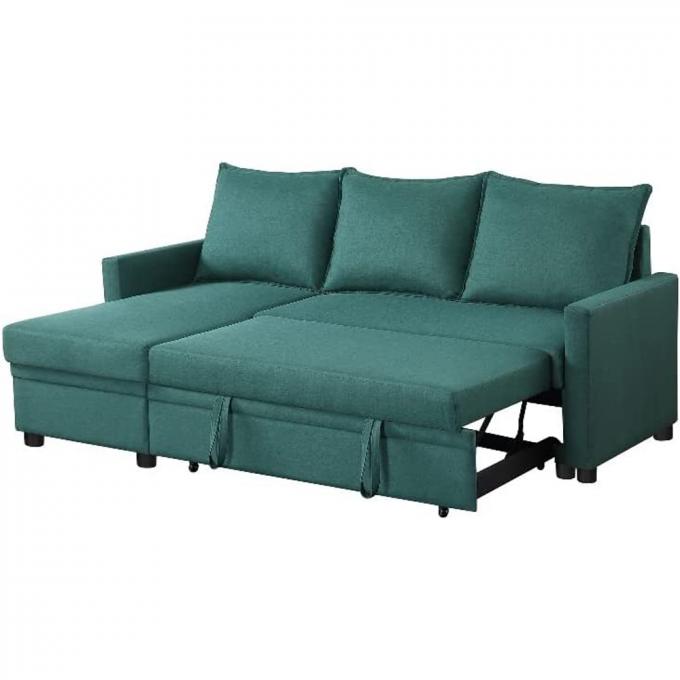 French Style Modern Simple sofa bed OEM Cheap Price Corner sofa set for Living room Green Color Linen Fabric sleeper sof 5