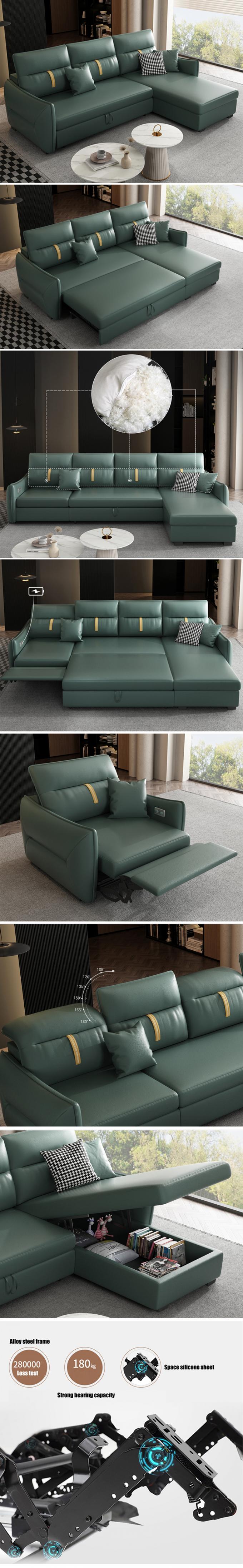 Cara furniture factory new design leather living room sofa belt recliner with storage function sofa bed 1