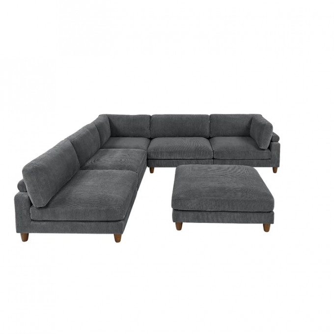 free combination Dark Gray Corduroy living room Sofa 6 - Piece sofa sets Upholstered Sectional sofa bed 5