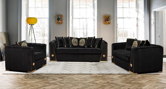 14 years factory direct supply Competitive price modern design luxury furniture sofa velvet fabric sets couch living 3