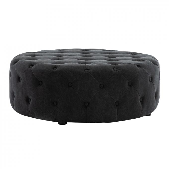 Living room furniture button detailing round upholstery bench tufting round ottoman/sofa set coffee table 7