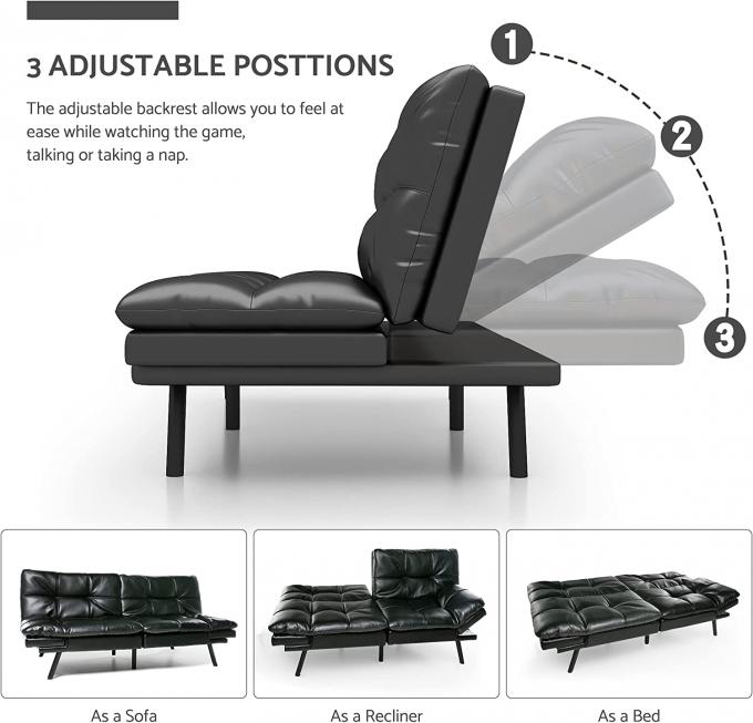 OEM/ODM Suitable for living room apartment Modern convertible sofa Memory Foam Folding sofa bed with adjustable armrest 3