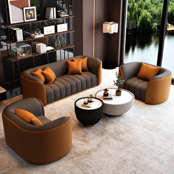 Combination of colors napa leather 1+2+3+4 sectional couch Curved back sitting living room furniture modern sofas set 4