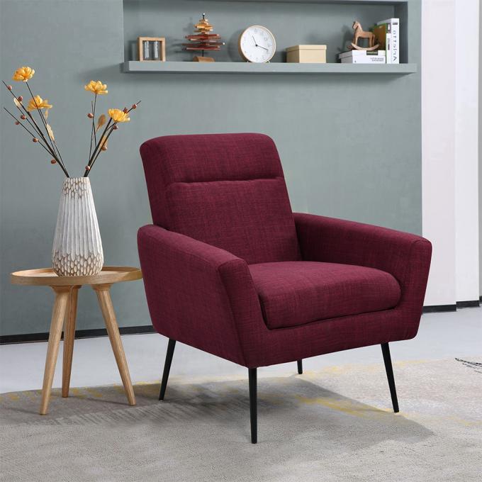 Hot sale new arrival Wholesale Living Room Chair upholstery armchair rose red linen sofa chair for cafe 0