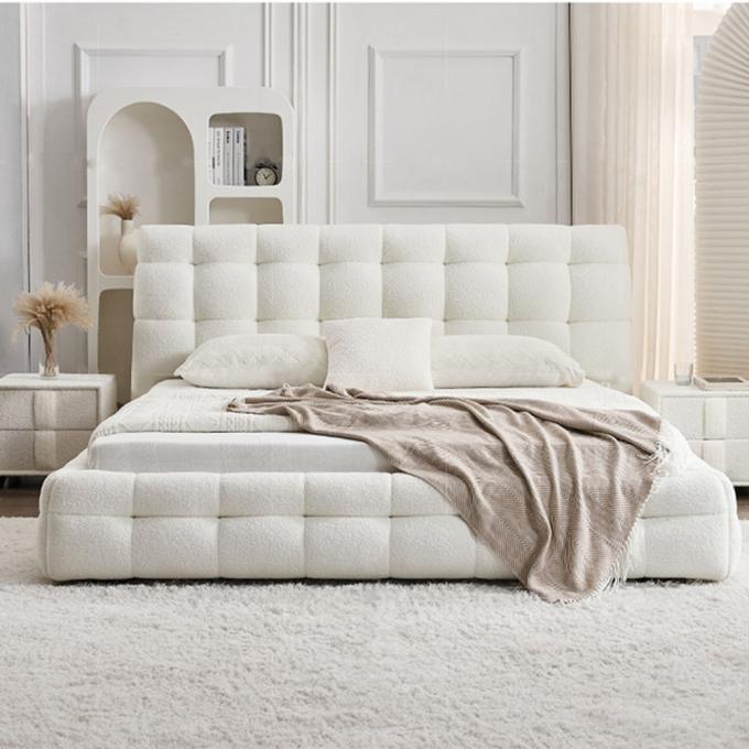 OEM/ODM Furniture Factory direct sales of the latest design of white lambwool cake velvet fabric cream bread hotel beds 3