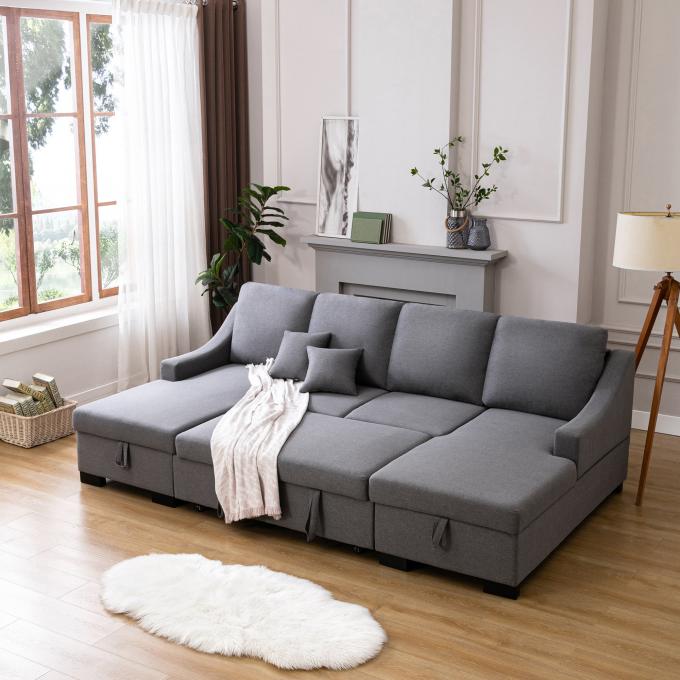 Cara Furniture Big U-shaped double chaise with Storage sofa beds Popular style sleeper sofas Living room sofa bed 2