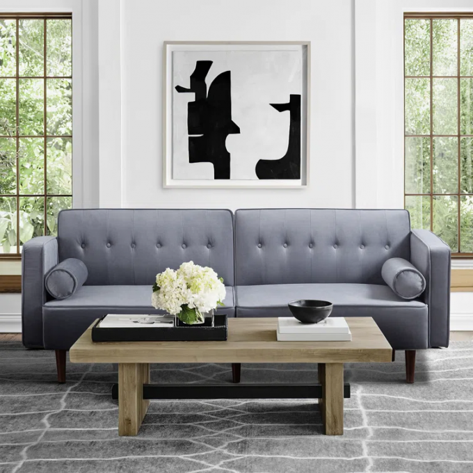 European dual-purpose Upholstered Reversible gray regulable living room sofa bed for small family 0