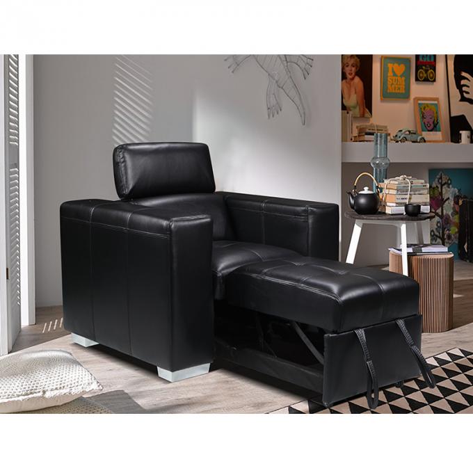 CARA 3+1 Sofa Bed Recliner Sofa Air Leather Luxury Black Convertible Folding Chair Sleeper Seat Sofa Bed 3