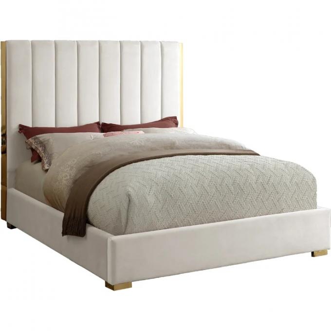 Light Luxury Europe new design Upholstered beds Modern Queen size King Size Fancy velvet fabric soft beds for Bedroom 2