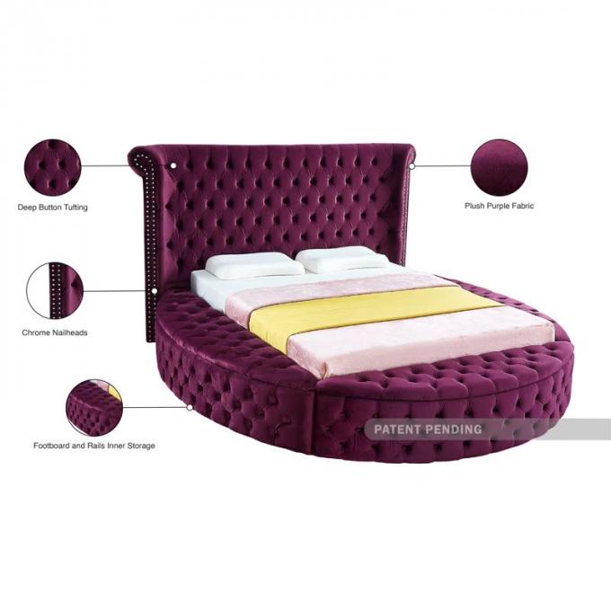 Cara Furniture Limited Factory direct velvet queen bedroom bed storage king round bed customizable bed room set 4