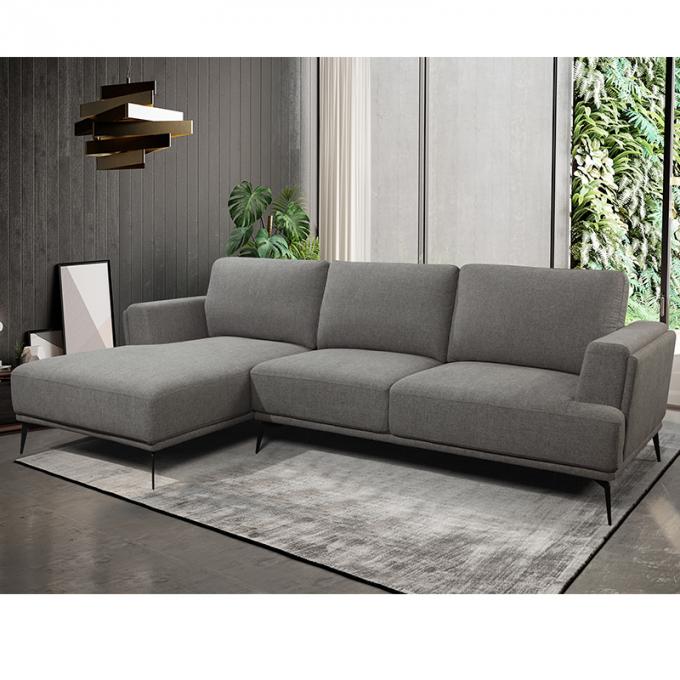 Modern Design Simple Elegance Gray Living Room Furniture Lounge Adjustable Headrest L Shaped Sofa Set Chair with Medal 2
