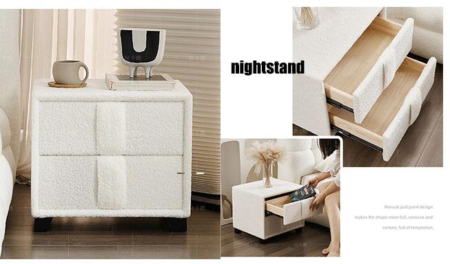 OEM/ODM Furniture Factory direct sales of the latest design of white lambwool cake velvet fabric cream bread hotel beds 14