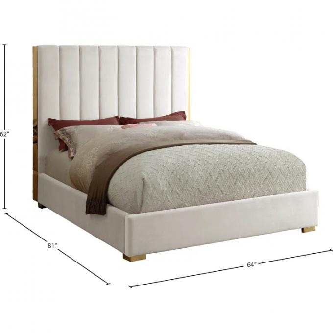 Light Luxury Europe new design Upholstered beds Modern Queen size King Size Fancy velvet fabric soft beds for Bedroom 3