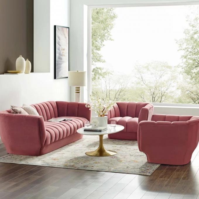 Cara furniture Dusty Rose velvet stainless steel leg Sofa Recliner Armchair Living Room Sofa Sets For living room 1