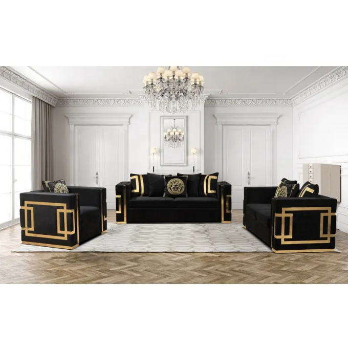 2018 ODM Black Gold Home Furniture Sofas Anti Abrasion Fabric Material 4