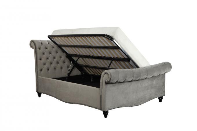 12204 GOITALIAbed frame wooden padded bed frame queen size full size fabric upholstered queen bed set king double BED 3