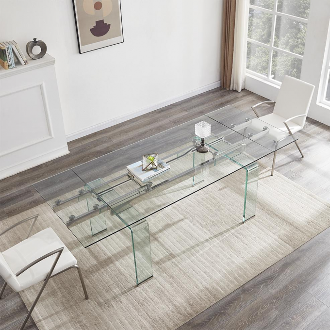 Fashion Living room Furniture Western Style Tempered Glass Dinning Table Sets 0