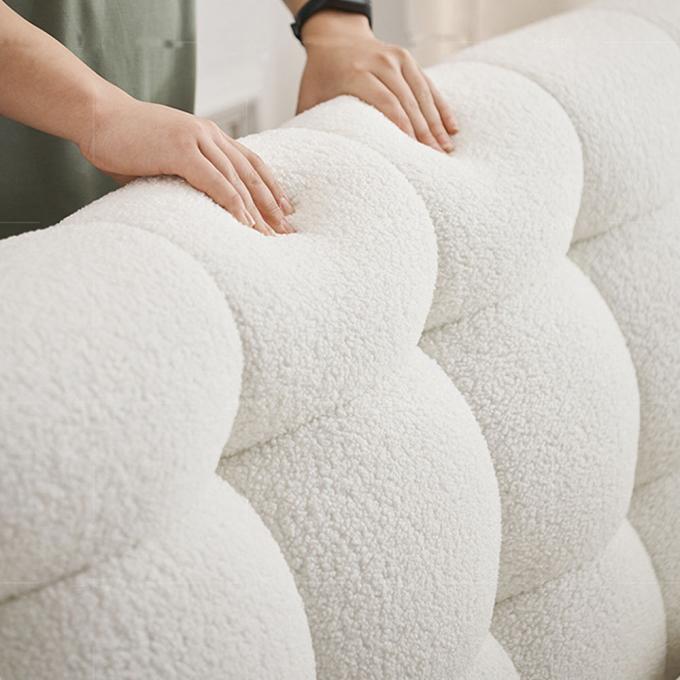 OEM/ODM Furniture Factory direct sales of the latest design of white lambwool cake velvet fabric cream bread hotel beds 6