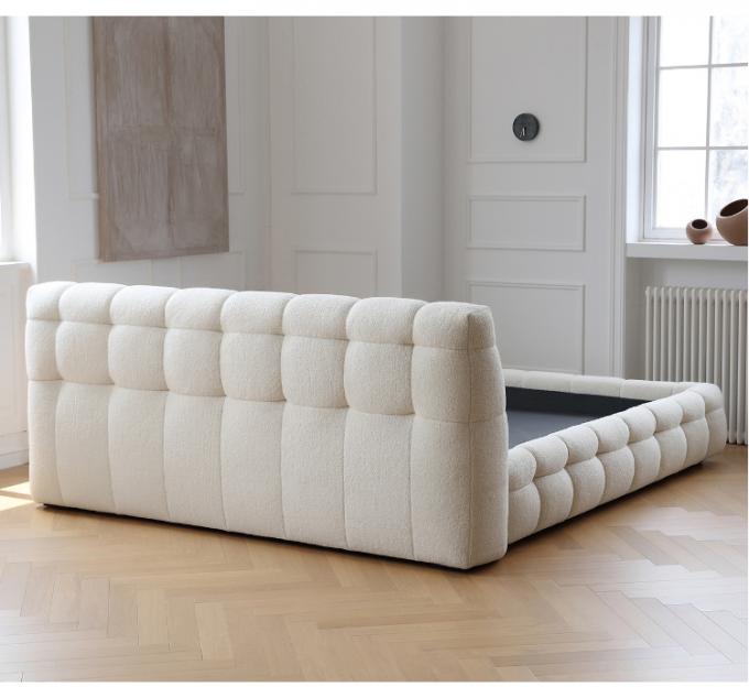 OEM/ODM Furniture Factory direct sales of the latest design of white lambwool cake velvet fabric cream bread hotel beds 9
