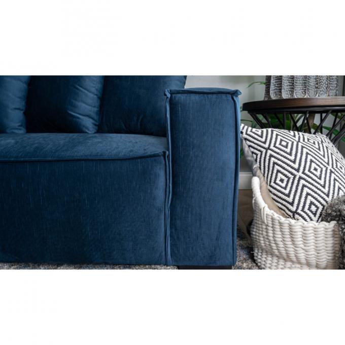 Velvet Upholstery Navy Color Module Sofa Set For Living Room Hotel 2