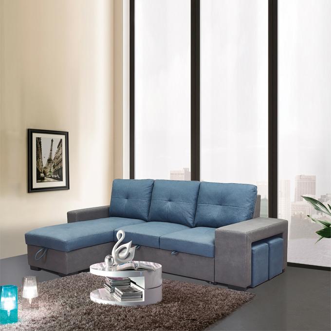 Nontoxic Corner Fabric Sleeper Couch Bed With Storage Wear Resistant 1
