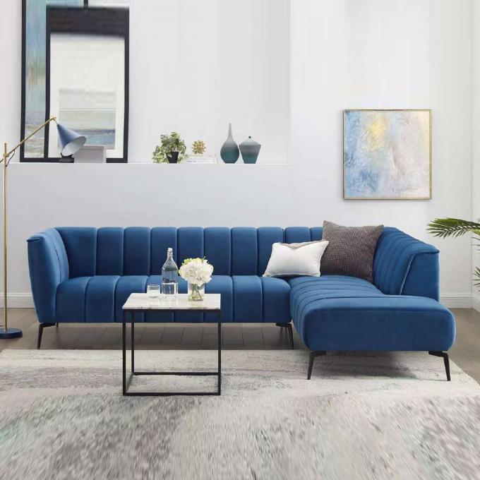 Anti Scratch Velvet L Shape Sofa Multifunctional Practical For Home 4