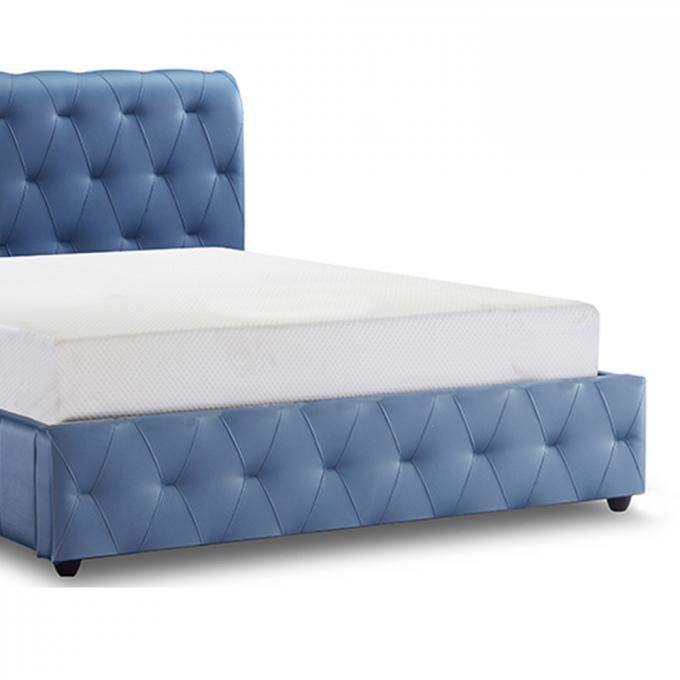 Full Size Ottoman Storage Bed Multi Function Blue White Color 7