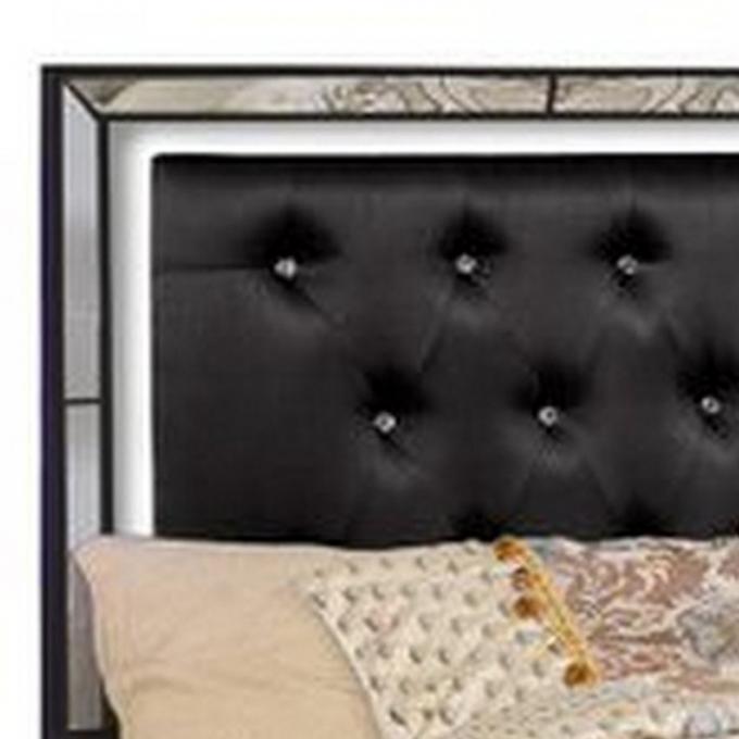 LED lights High-End Modern bed furniture upholstered set bed with button tufted design for HOTEL BEDROOM 5