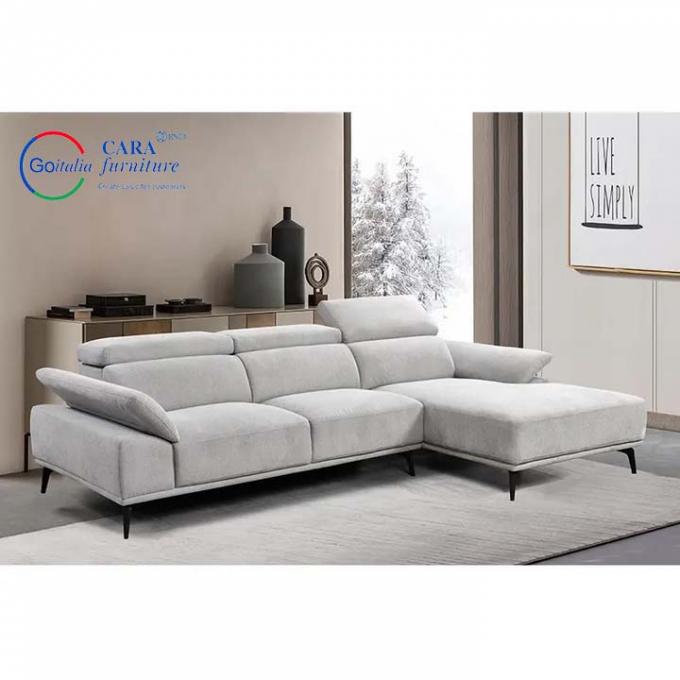 Modern Design Living Room Furniture Couch Adjustable Armrest Corner Sofa L Shape Fabric 2