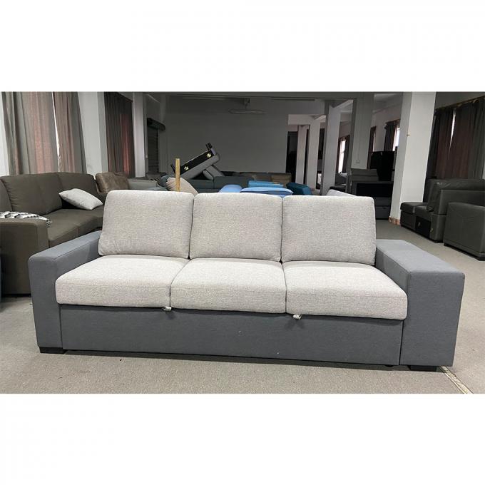 OEM/ODM Furniture Contrast colors linen fabric loveseat with pull-out bed and storage chaise with stools sofa bed sets 3