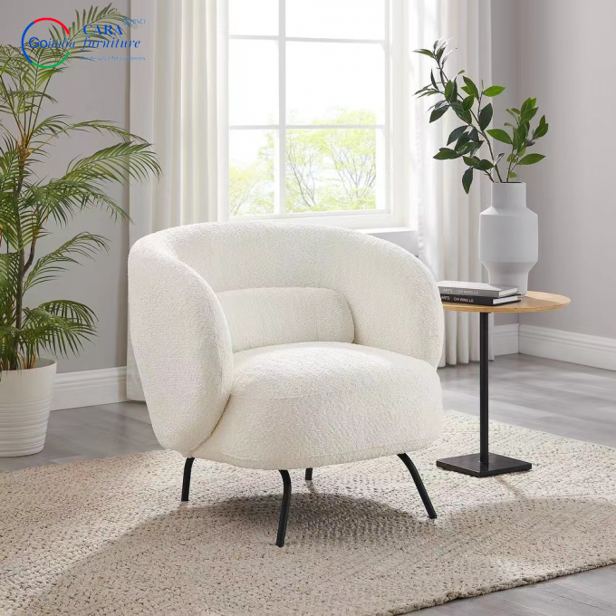 Newly Arrived Apartment Hotel Fluffy White Living Room Chair Elastic Nordic Modern Single White Sofa 2